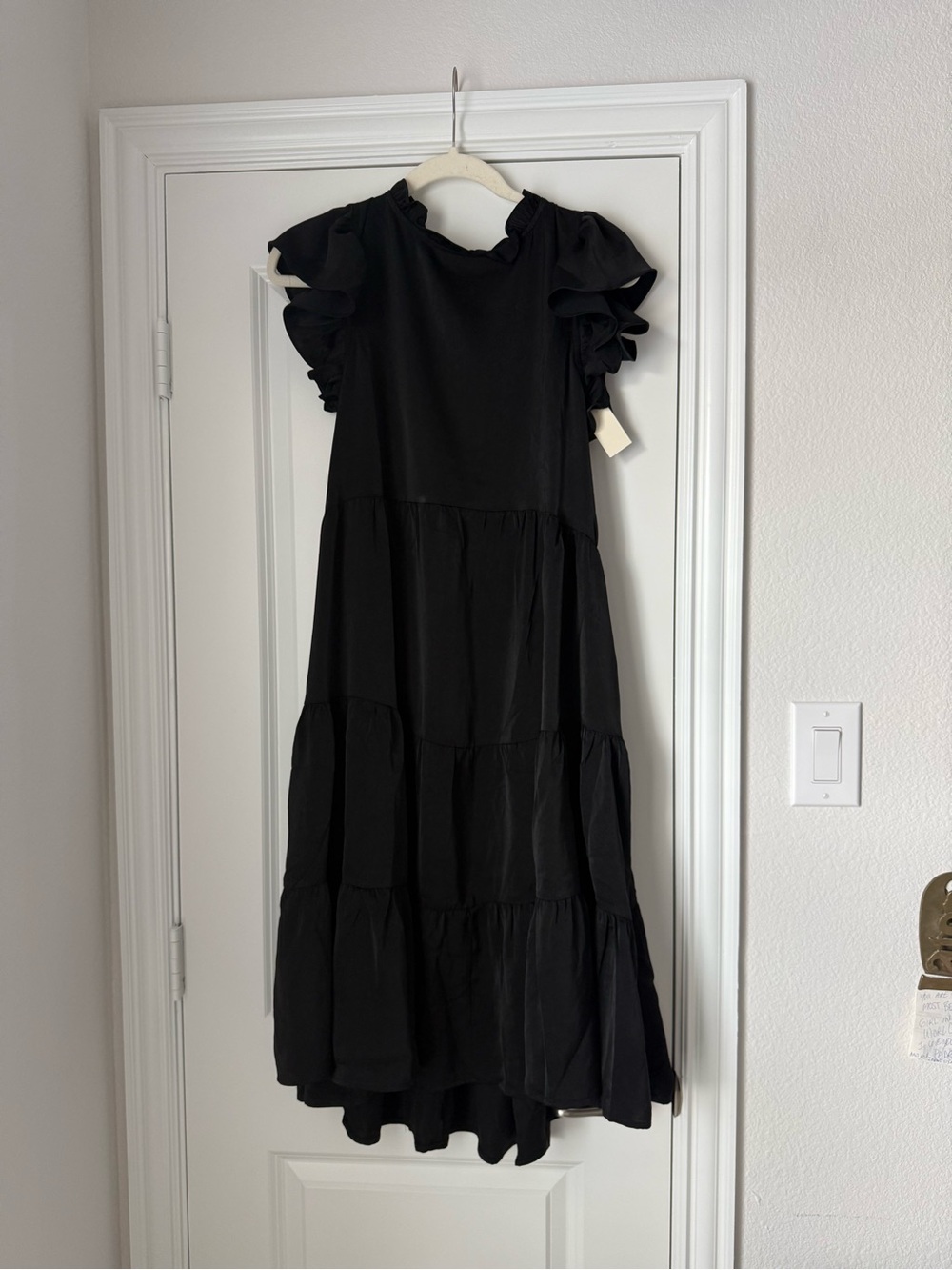Black Ruffle Pinch Dress nwt